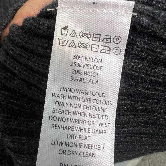 Paul Costelloe Wool Alpaca Long Sleeve Cable Knit Sweater Dress Gray Sz L Ribbed - Picture 10 of 12